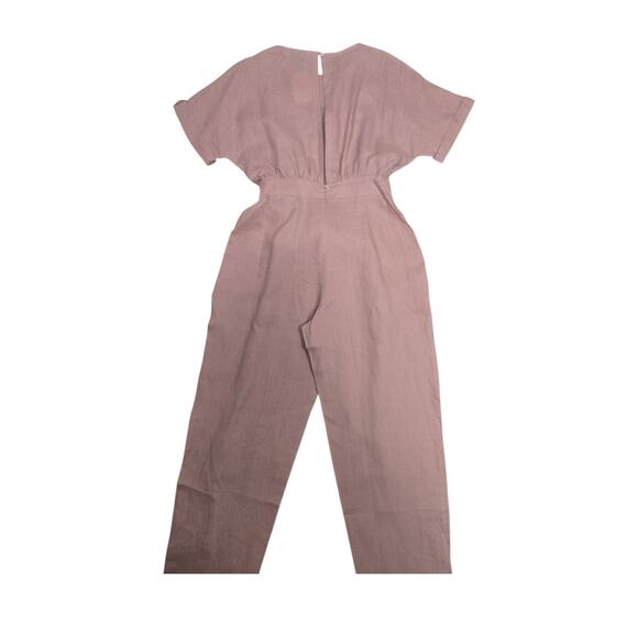 NWT Revolve Rumer Lou Lou Jumpsuit Prima Pink Linen Short Sleeve Tie Waist Sz XS - Picture 11 of 13